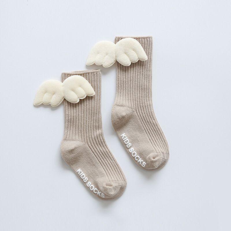 Cute Letter Pattern Soild Wing Decoration Socks - PrettyKid