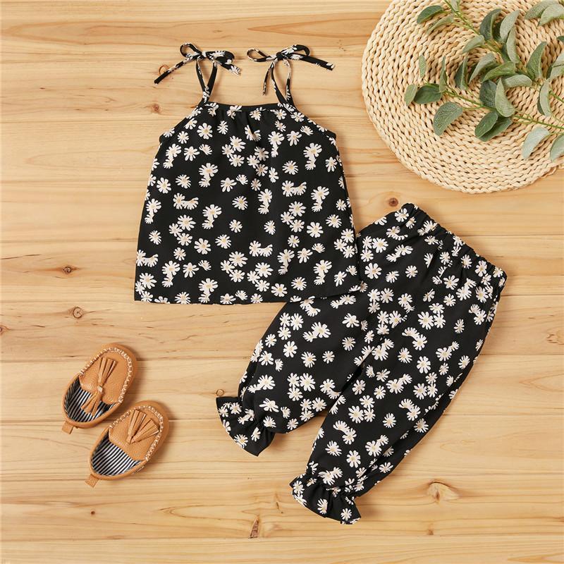 2-piece Floral Printed Tops & Pants for Toddler Girl - PrettyKid