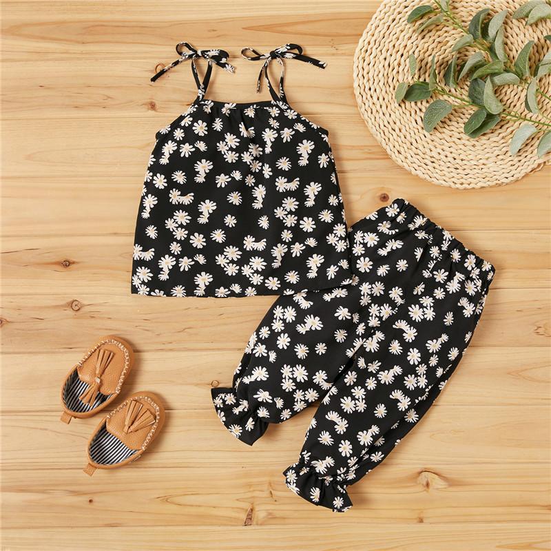 2-piece Floral Printed Tops & Pants for Toddler Girl - PrettyKid