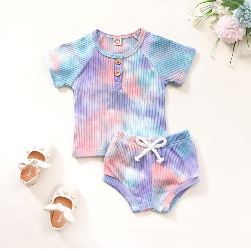 Baby Girl 2pcs Tie Dye T-shirt & Shorts - PrettyKid