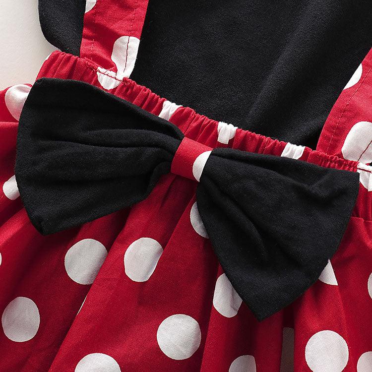 Toddler Girls Solid Color Flying Sleeve Top Polka Dot Halter Dress Set - PrettyKid