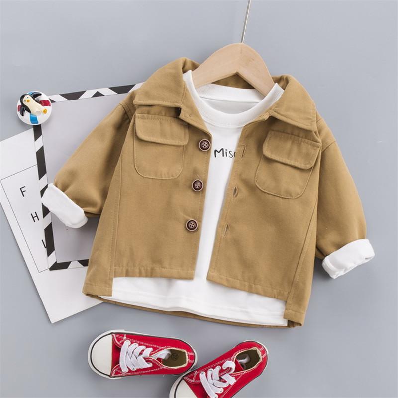 Solid Pocket Design Jacket for Children Boy - PrettyKid