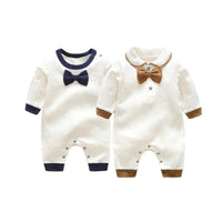 Baby Boys Solid Color Cotton Cute Gentleman Long Sleeved Jumpsuit - PrettyKid