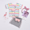 Summer Toddler kids girls color striped ice cream flamingo dress set - PrettyKid