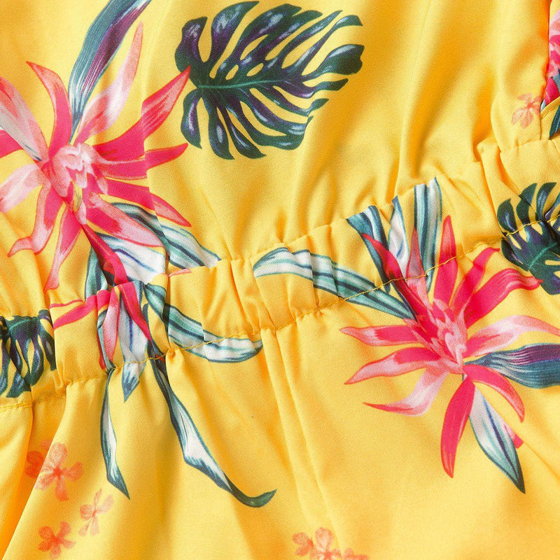 Toddler Kids Girls' Sleeveless Floral Yellow Backless Jumpsuit Trendy Girl Clothes Wholesale - PrettyKid