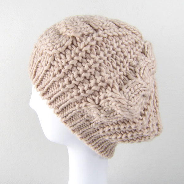 MOQ 3PCS Autumn Winter Woman Twist Knitted Wool Solid Color Warm Beret Hat - PrettyKid