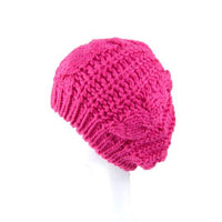 MOQ 3PCS Autumn Winter Woman Twist Knitted Wool Solid Color Warm Beret Hat - PrettyKid