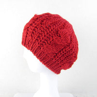 MOQ 3PCS Autumn Winter Woman Twist Knitted Wool Solid Color Warm Beret Hat - PrettyKid