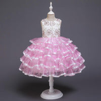 Flower Girl Layered Tutu Embroidered Princess Dress - PrettyKid