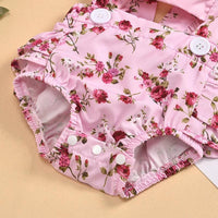 2-piece Ruffle Floral Printed Bodysuit & Headwear for Baby Girl Wholesale children's clothing - PrettyKid