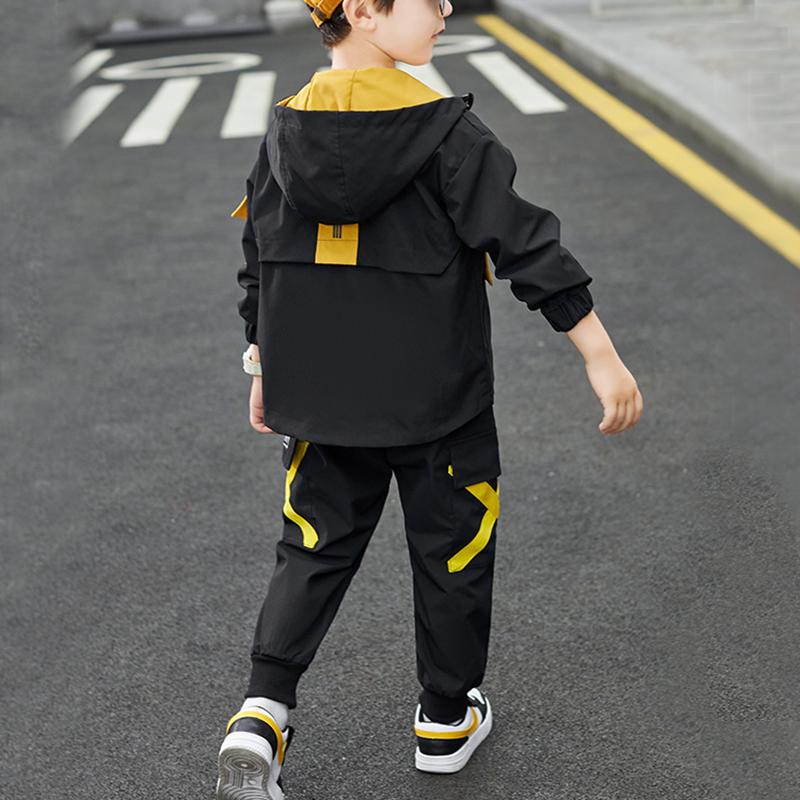 2-piece Color-block Pocket Design Coat & Pants for Boy - PrettyKid