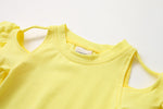 9M-4Y Toddler Girls Solid Ruffle Sleeve Cold Shoulder Tops Wholesale Little Girl Clothing - PrettyKid