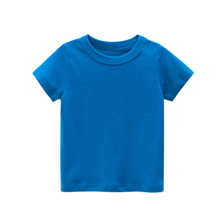 2021 Summer Cotton Children's Solid T-shirt Short Sleeve Top - PrettyKid