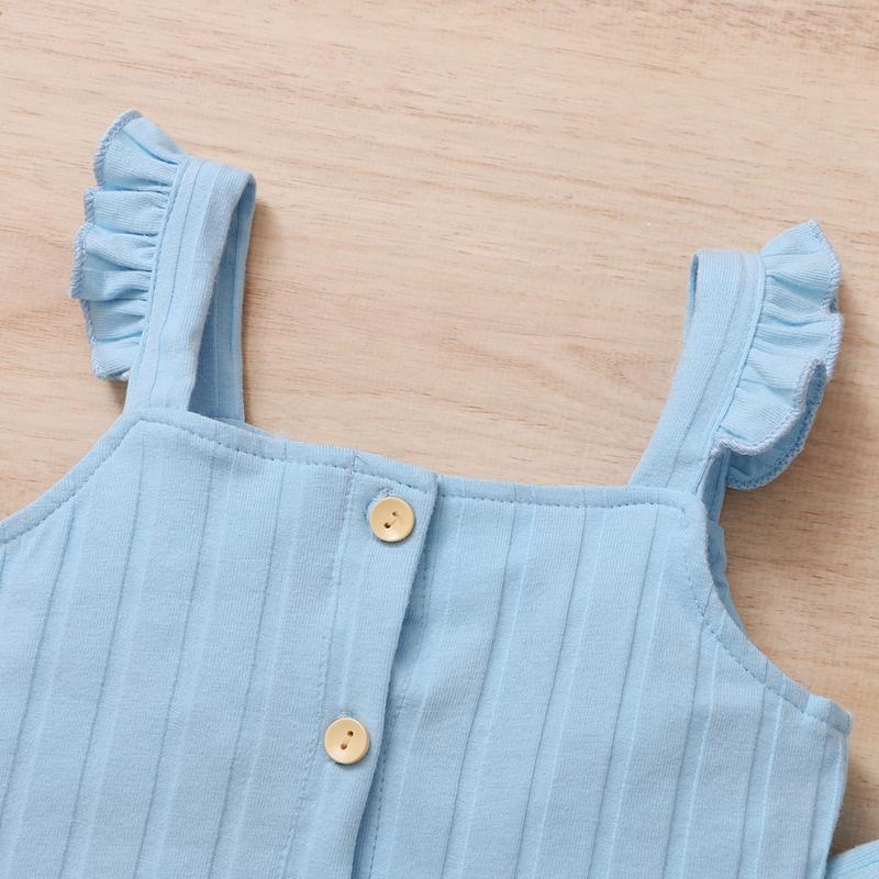 Toddler Girl 2pcs Solid Pattern Summer Suit Cami Top & Shorts - PrettyKid