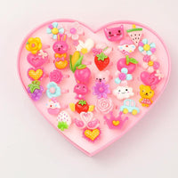 Children's Resin Plastic Cartoon Ring Set Love Box Ring Set Box Wholesale Girl Clothing and Accessories - PrettyKid