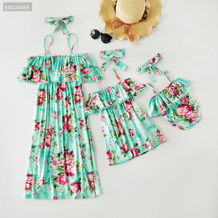 Mommy and Me Printed Sling Dress Trendy Kids Wholesale Clothing - PrettyKid