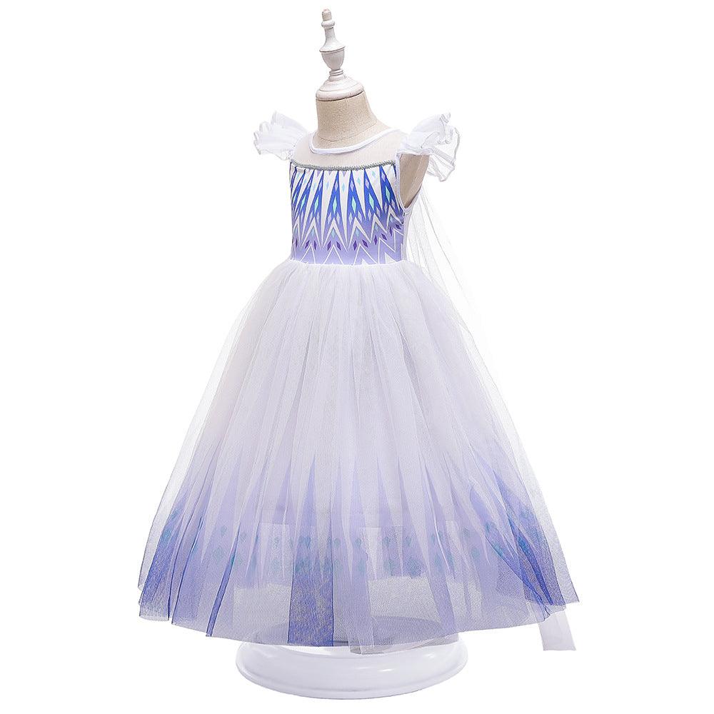 Toddler Kids Girls Short Sleeve Long Skirt Frozen Elsa Dress - PrettyKid