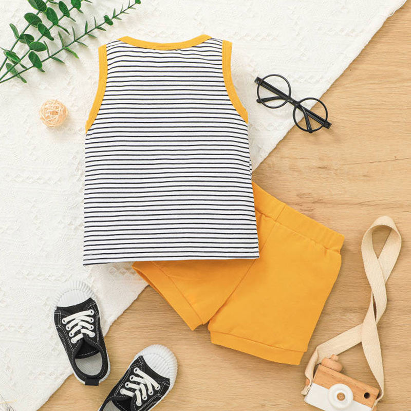 Boys Striped Tank Top And Shorts Baby Boy Tracksuit Set - PrettyKid