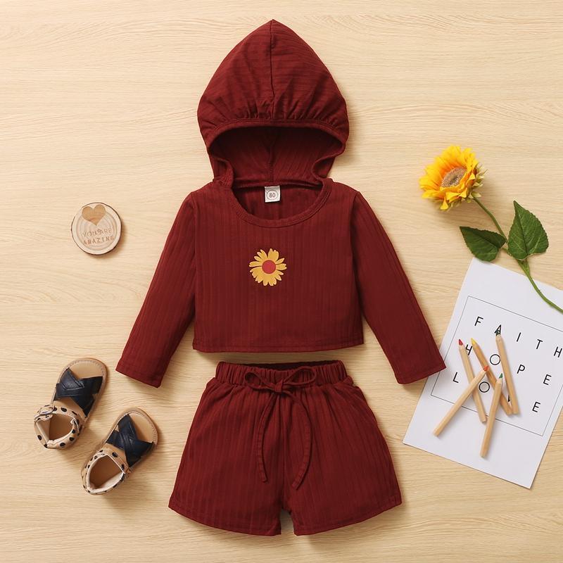 Floral Print Hooded Shorts Set - PrettyKid