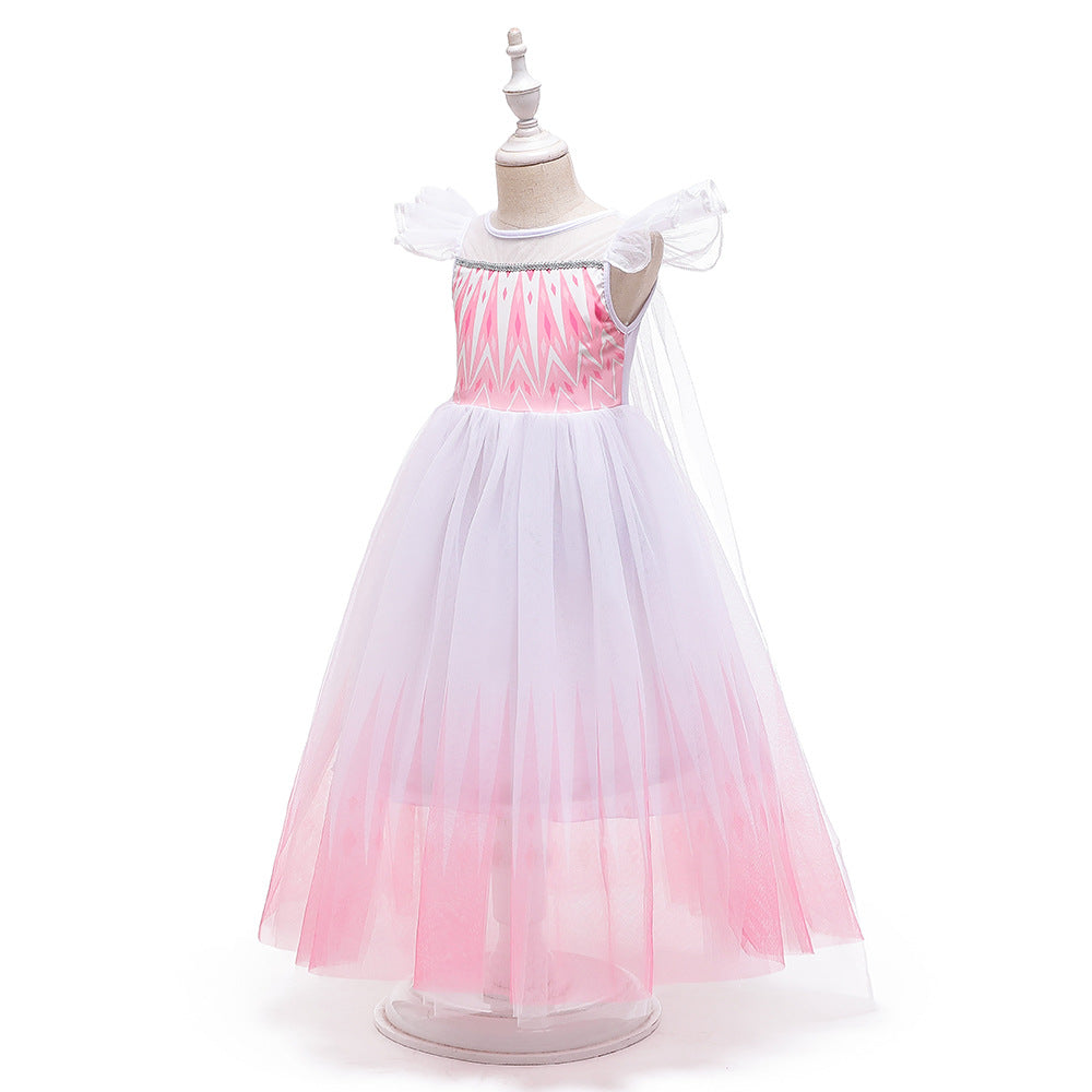 Toddler Kids Girls Short Sleeve Long Skirt Frozen Elsa Dress - PrettyKid