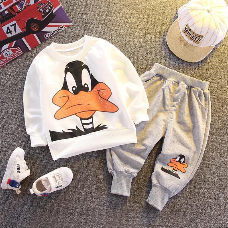 2-piece Cartoon Design Sweatshirts & Pants for Toddler Boy Children's Clothing - PrettyKid