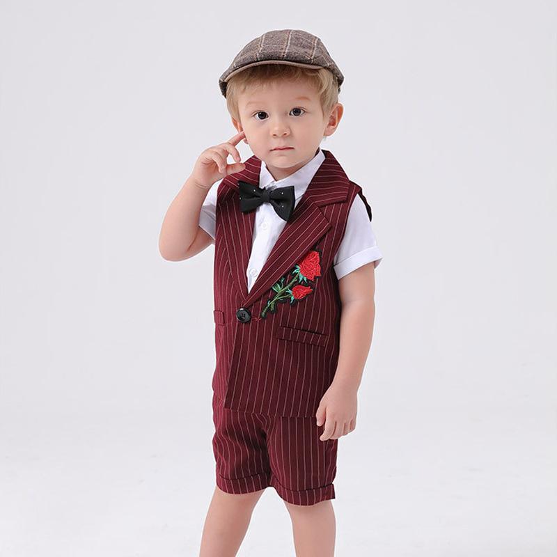 3Pcs Handsome Striped Suit Set - PrettyKid