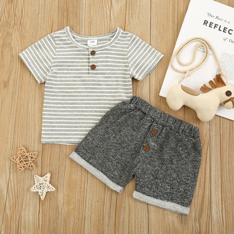Baby Boy Striped T-shirt & Shorts - PrettyKid