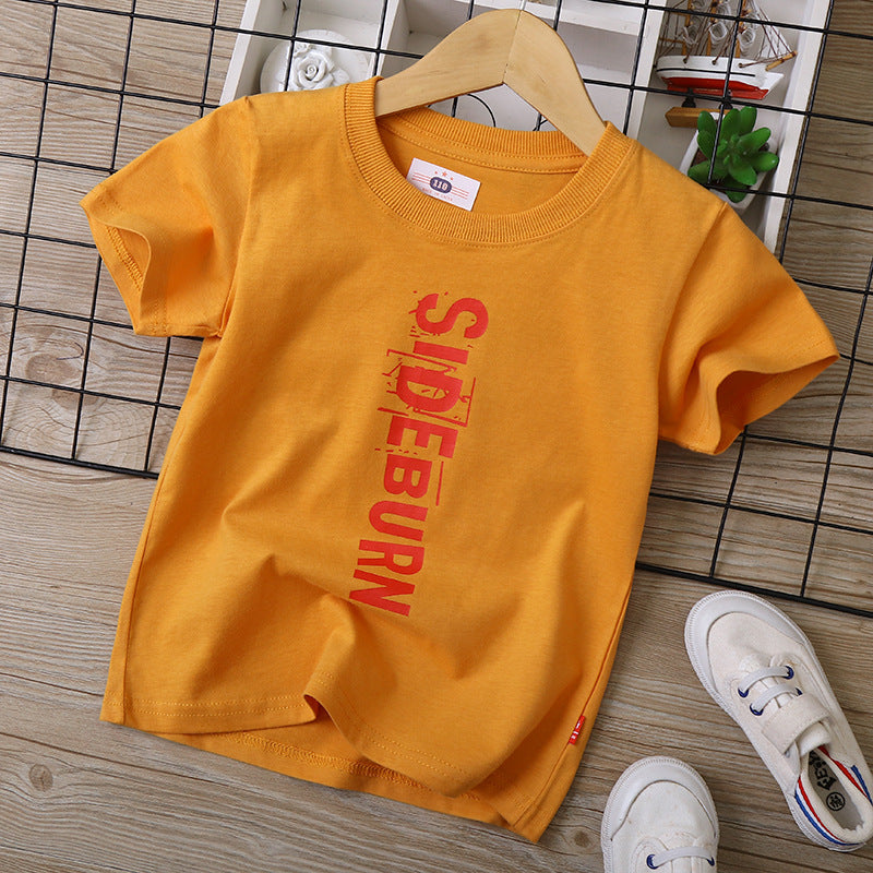 3-11Y Crew Neck Letter Print Short Sleeve Kids Tee Shirts Wholesale Kids Boutique Clothing - PrettyKid