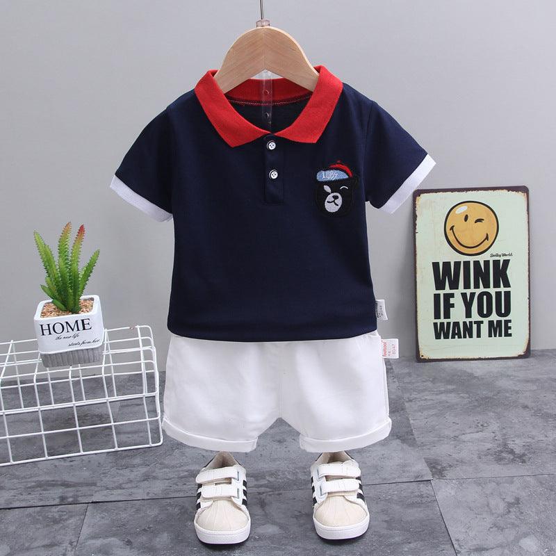 9months-4years Toddler Boy Sets Children's Clothing Solid Color Short-Sleeved Shorts Children Summer Two-Piece Set - PrettyKid