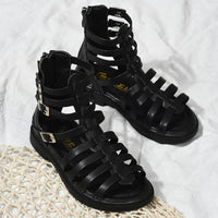 wholesale girls boutique clothing Kid Girl Solid Color Gladiator Sandals Wholesale - PrettyKid