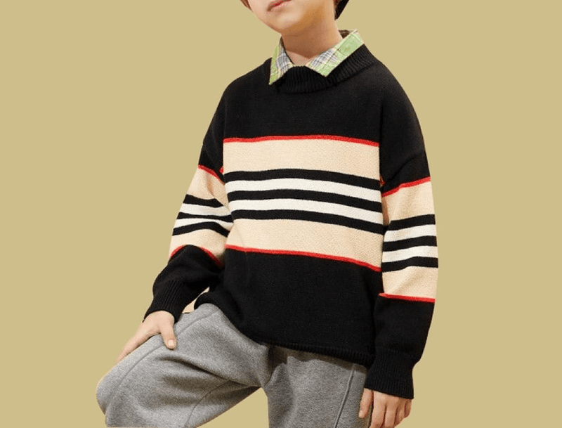 Boys Stripe Color Long Sleeves Knitting Sweater Little Boy Boutique Wholesale - PrettyKid