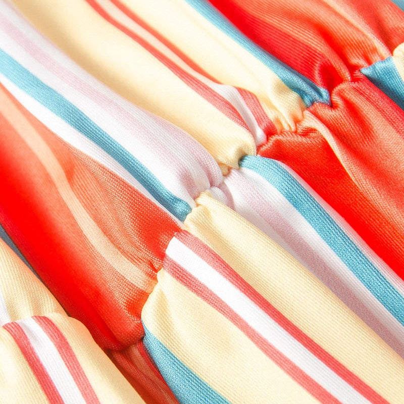 Toddler kids girls rainbow print striped sling jumpsuits - PrettyKid