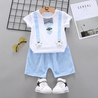 Toddler Boy Bow Tie Graphic T-shirt & Solid Color Shorts Wholesale Children's Clothing - PrettyKid