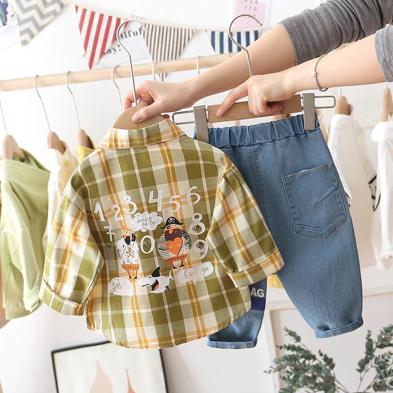 2-piece Plaid Shirt & Pants for Children Boy - PrettyKid