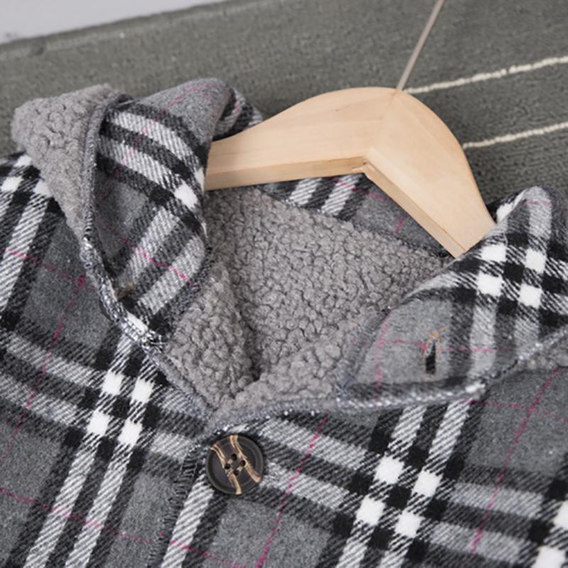 Extra Thick Plaid Duffle Coat Trench for Children Boy - PrettyKid