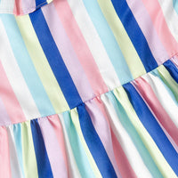 Toddler kids girls' sleeveless colorful striped ruffled dress - PrettyKid