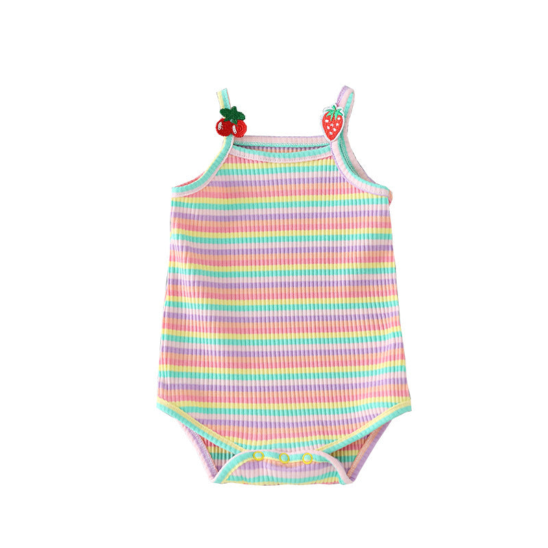 Baby Sling Summer Rainbow Stripes Newborn Baby Out Crawling Clothes Thin Section Summer Men and Women Baby - PrettyKid