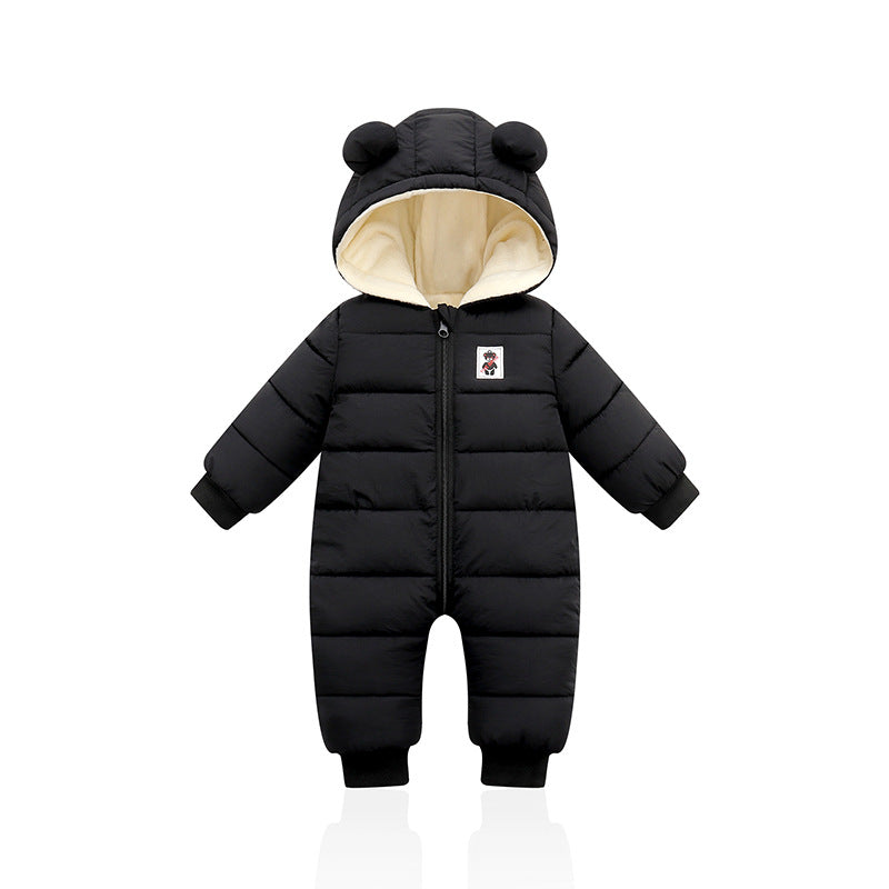 2021 Stylish Winter Infant Baby Clothing New Baby Boys Cotton Jumpsuit Girls Long-sleeved Hoodie Romper Supplier - PrettyKid