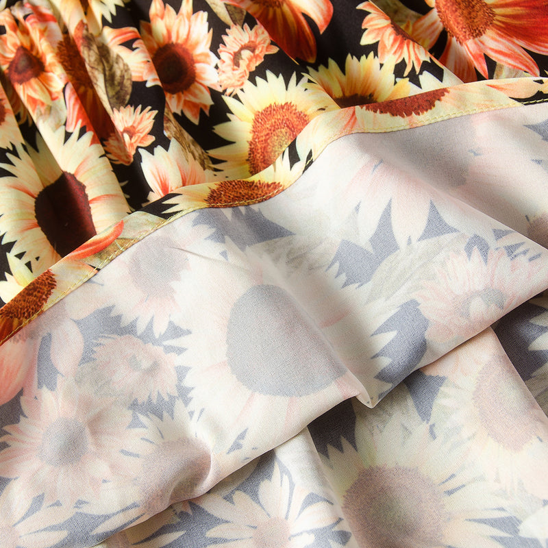 Kids girls' suspenders mosaic sunflower print dress - PrettyKid