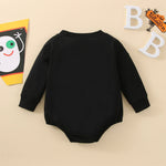 0-18M Ghost Smile Face Print Black Long Sleeve Romper Onesies Baby Wholesale Clothing - PrettyKid