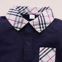 Casual Plaid Lapel Collar Jumpsuit for Baby Children's clothing wholesale - PrettyKid