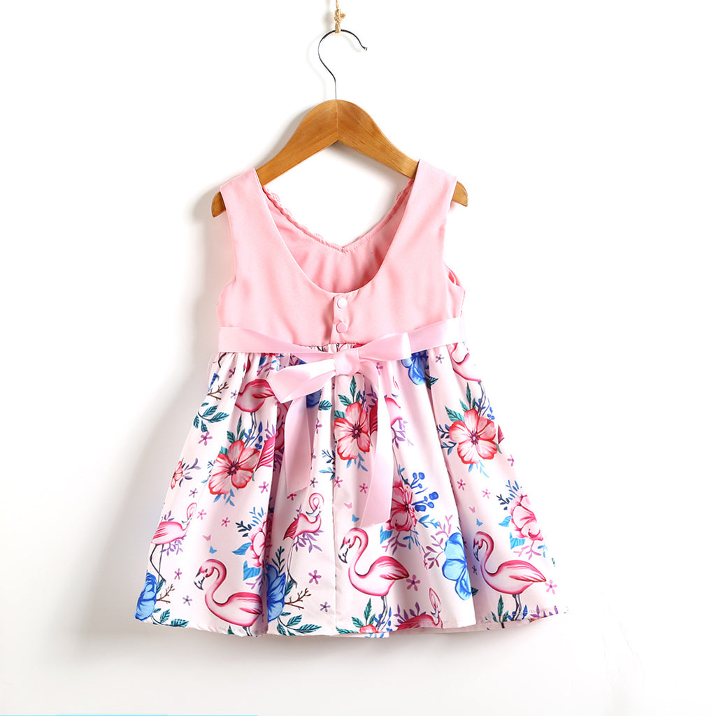 Toddler Kids Girls' Pink Lace Flamingo Floral Dress - PrettyKid