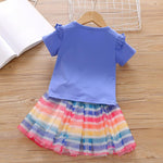 Toddler Girl 2pcs Stripes Pattern Summer Dress Set T-shirt+Skirt - PrettyKid