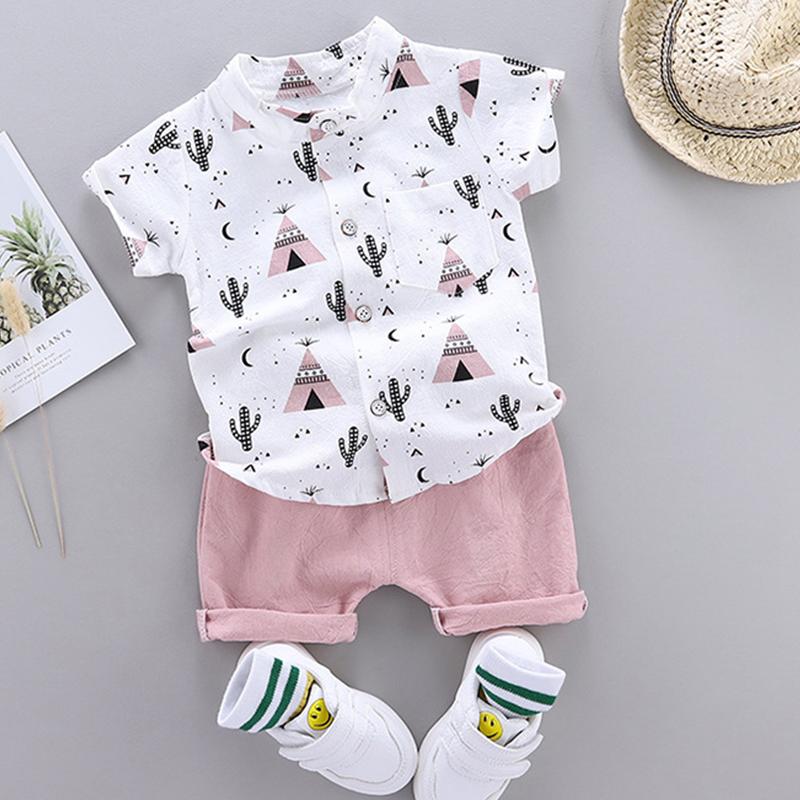 Pyramid Print Short-sleeve Shirt and Pants Set (No shoes) Wholesale children's clothing - PrettyKid