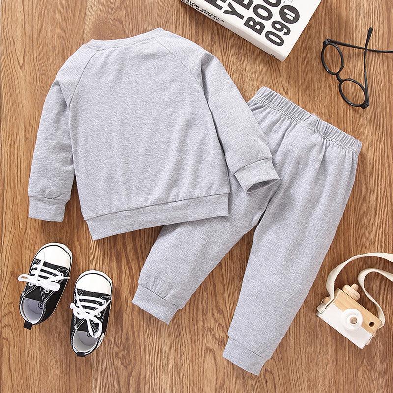 Baby Boy Letter Print Sweatshirt And Trousers Baby Boy Sets KS166893 - PrettyKid