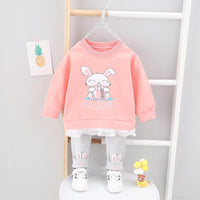 2-piece Rabbit Pattern Sweatshirt & Pants for Toddler Girl - PrettyKid