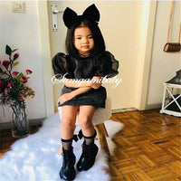 Toddler Kids Girls Black Short Sleeve T-shirt Denim Strap Skirt Set Wholesale Girls Boutique Clothing - PrettyKid