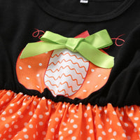 Girls Pumpkin Polka Dot Lace Long Sleeve Girls Dress Wholesale - PrettyKid