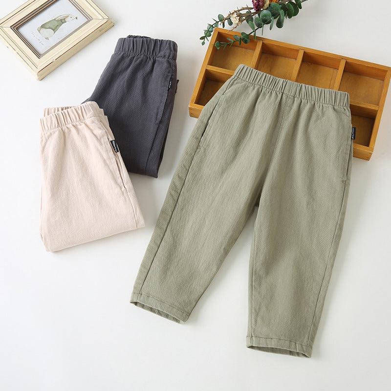 Toddler Children's Solid Color Pocket Woven Pants Children's Boutique Suppliers - PrettyKid