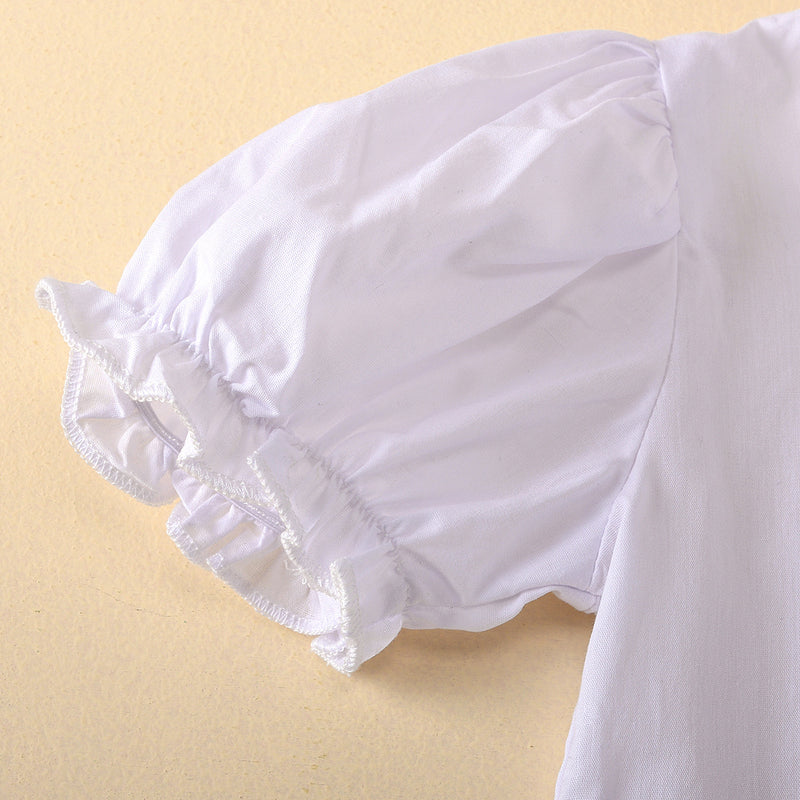 Summer Toddler Kids Girls White Short Sleeve T-Shirt Loose Print Skirt Set Dropship Childrens Clothing - PrettyKid